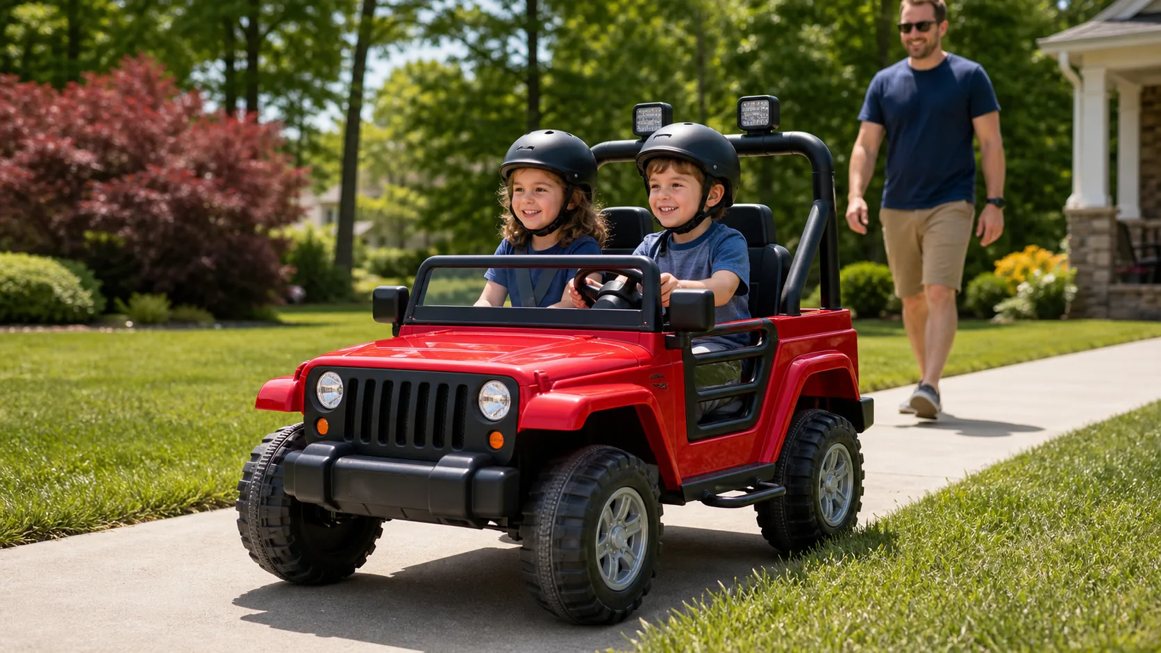 Editorial image representing Power Wheels Jeep Wrangler in use